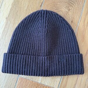 Brown Wool-Blend Ribbed Knit Beanie